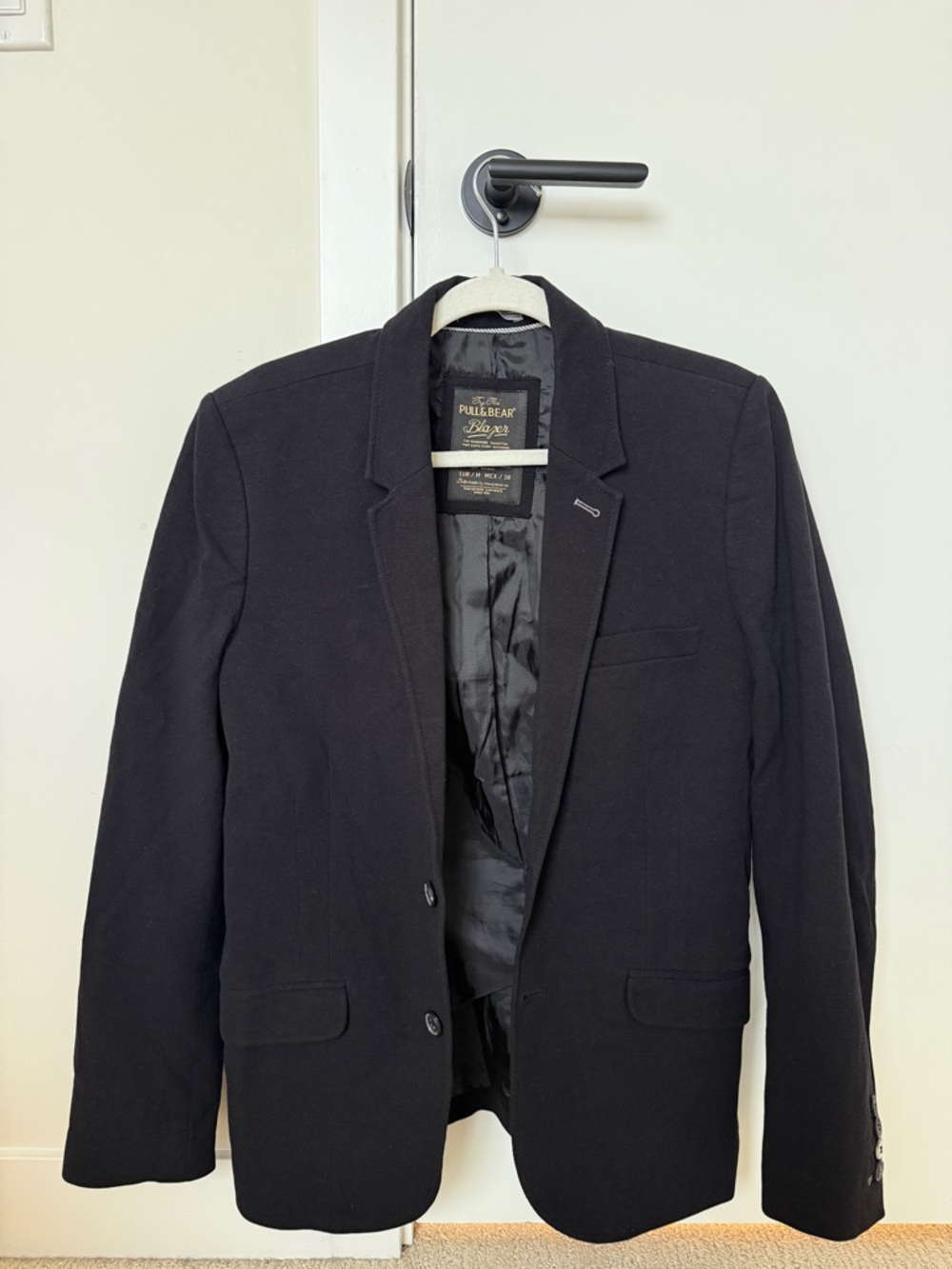 Pull&Bear Men's Black Single-Button Blazer